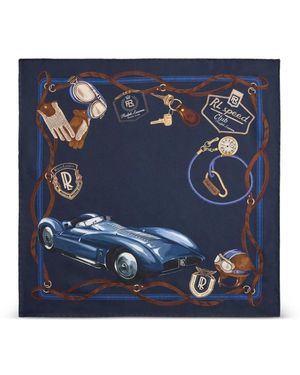 Ralph Lauren Automobile-Print Pocket Square - Blue