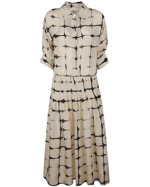 CRI.DA Wimbledon Midikleid Mit Falten Und Batikmuster - Weiß
