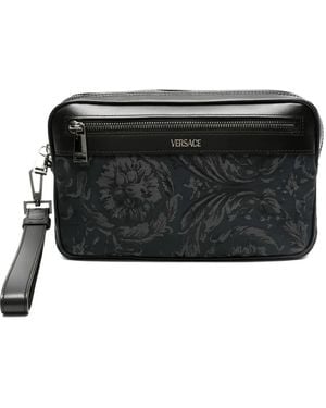 Versace Floral-Print Clutch Bag - Black