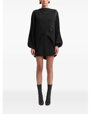 16Arlington Melfa Bead-Fringe Mini Dress - Black