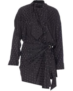 Isabel Marant Gepunktetes Kleid mit Bindegürtel - Blau