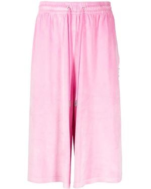 TEAM WANG design Brushed-Effect Drawstring Bermuda Shorts - Pink