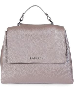 Orciani Small Sveva Pebbled Calf Leather Tote Bag - Gray