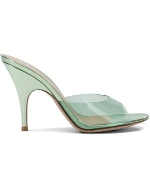 Gianvito Rossi Transparent-Strap Metallic-Finish Sandals - Green