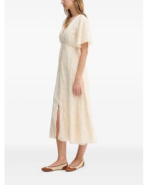 INTROPIA Button-Front Flared Dress - White