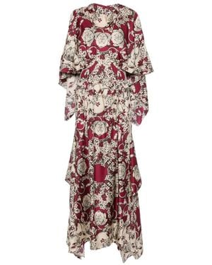 Antonio Marras Floral-Print Cape-Sleeve Dress - White