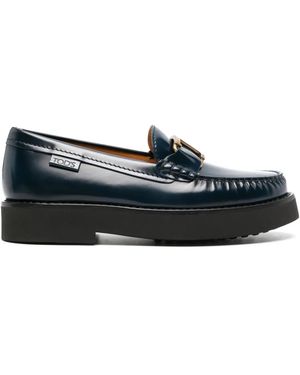 Tod's Loafers Met Logoplakkaat - Blauw