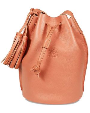 Il Bisonte Silvia Tassel Drawstring Bucket Bag - Orange