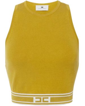 Elisabetta Franchi Logo-Band Top - Yellow
