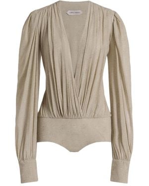 Alberta Ferretti Long-Sleeve Bodysuit - Natural