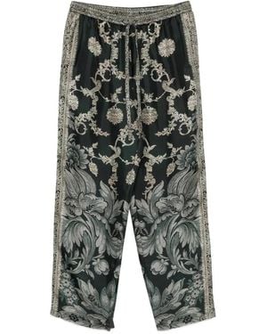Pierre Louis Mascia Aloe Floral-Print Drawstring Trousers - Grey