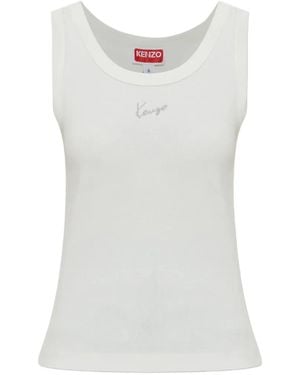 KENZO Signature Logo-Embroidered Cotton Tank Top - White