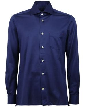 Kiton Nerano Overhemd Met Borstzak - Blauw