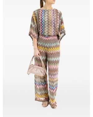 Missoni Zigzag-Knit Palazzo Trousers - White
