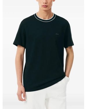 Lacoste Logo-Patch Tipping-Detail T-Shirt - Black