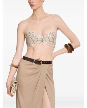 Elie Saab Python-Print Leather Bralette - Natural