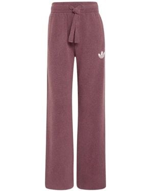 adidas Logo-Embroidered Knit Trousers - Purple