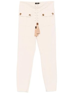 Elisabetta Franchi Drawstring Pocket Trousers - White