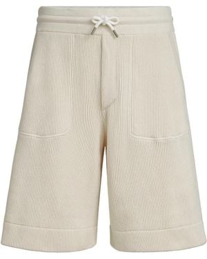 Brunello Cucinelli Cotton English Rib Knit Bermuda Shorts - White
