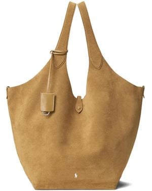 Polo Ralph Lauren Large Polo Play Suede Tote Bag - Natural