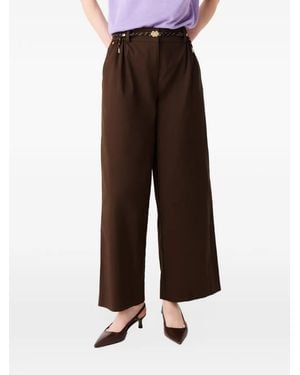 Maje Wide-Leg Cotton Pants - Brown