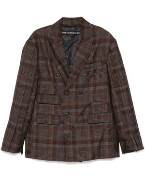 ANDERSSON BELL Soe-Check Double-Breasted Blazer - Brown