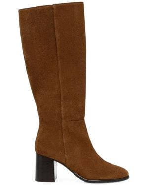 JONAK PARIS Dilia Croute Suede Block-Heel Knee-High Boots - Brown