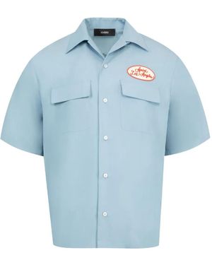 Amiri Station Patch-Pocket Bowling Shirt - Blue
