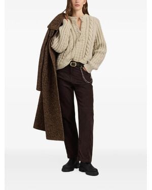 Momoní Dahl Cable-Knit Henley Jumper - White