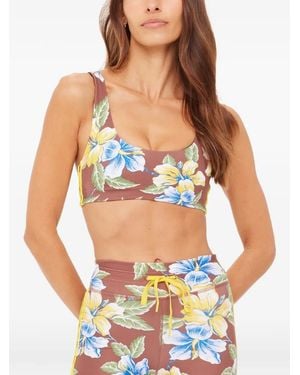 The Upside Isla Floral-Print Performance Top - Blue
