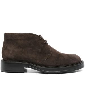 Tod's Suede Lace-Up Desert Boots - Brown