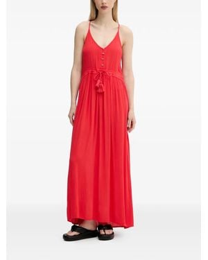 Rip Curl Geknöpftes Maxikleid Mit Quasten - Rot