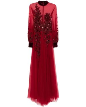 Saiid Kobeisy Bead-Embellished Dress - Red