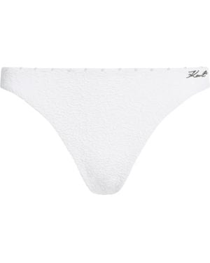 KARL LAGERFELD Textured Pearl-Embellished Bikini Bottoms - White