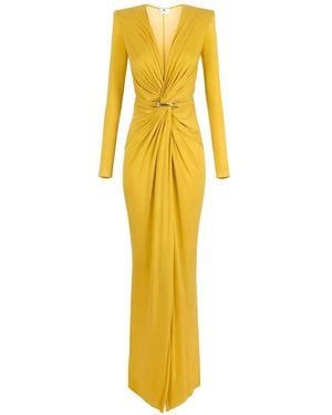 Elisabetta Franchi Ls Dress Waist Detail - Metallic