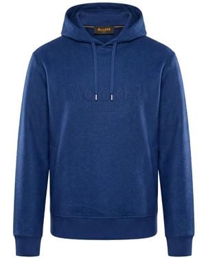 Moorer Logo-Detail Drawstring Hoodie - Blue