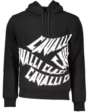 Roberto Cavalli Hoodie En Coton À Logo Imprimé - Black