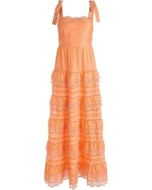 Alice + Olivia Vega Sleeveless Tiered Maxi Dress - Orange