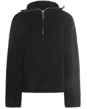 Courreges Zip-Neck Ribbed Jumper - Black