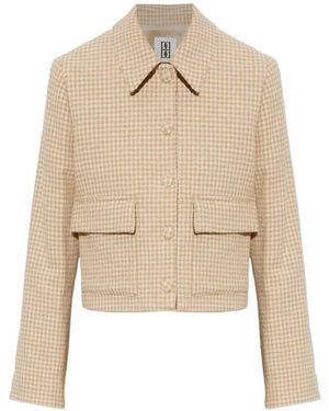 By Malene Birger Annie Houndstooth-Pattern Cropped Jacket - Natural