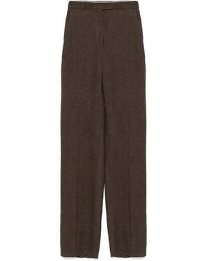 Max Mara Linen High-Waisted Trousers - Brown