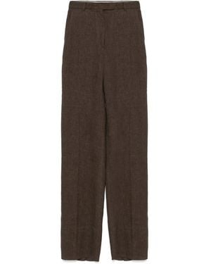 Max Mara Linen High-Waisted Trousers - Brown