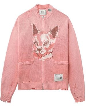 Maison Mihara Yasuhiro Cardigan Im Distressed-Look Mit Katzengesicht - Pink