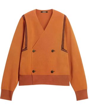 Jacquemus Cardigan Rayé À Boutonnière Croisée - Orange