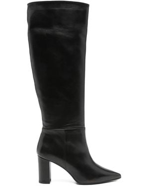 Thea Mika 80Mm Leather Block-Heel Boots - Black