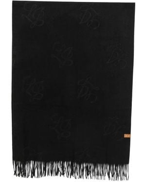 Liu Jo Logo-Embroidered Fringed Scarf - Black