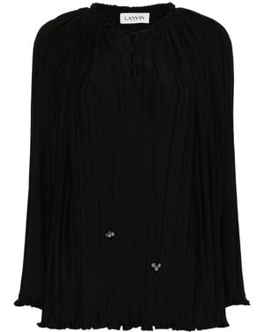 Lanvin Long-Sleeve Pleated Blouse - Black