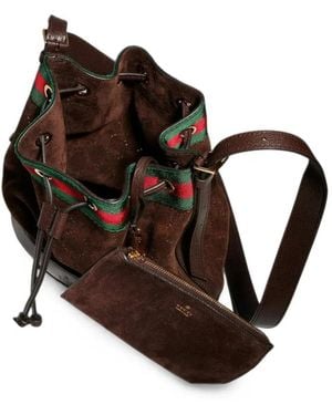Gucci Small Venice Web-Stripe Bucket Bag - Brown