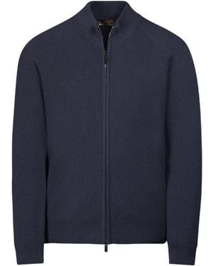 Moorer Dean-Ws3 Ribbed Cardigan - Blue