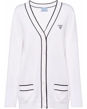 Prada Strickjacke Aus Seide - Weiß